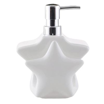 VNABO Refillable Soap Dispenser Ceramic Soap Dispenser Pentagram Shape 13.5oz/400ml Refillable Liquid Soap Dispenser with Stainless Pump Hand Lotion Soap Pump for Kitchen Bathroom