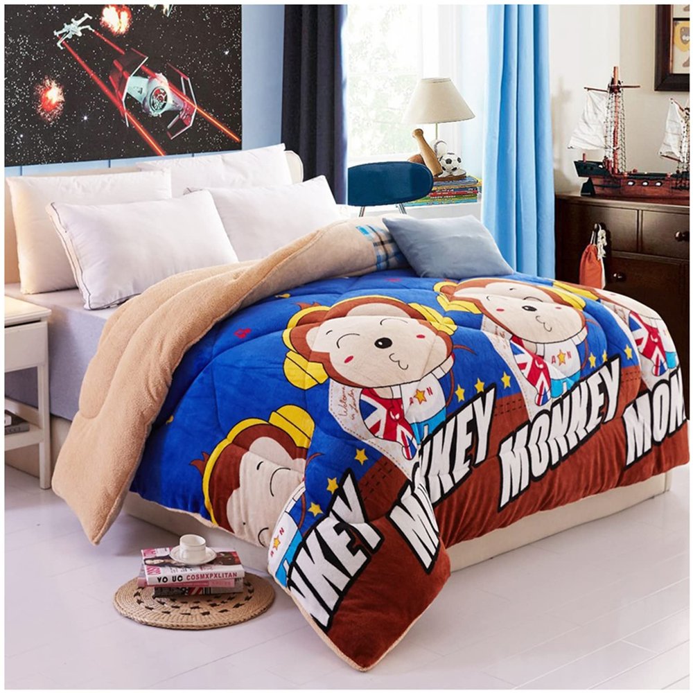 ZTGL Winter Warm Quilt, Thicken Lamb Velvet Quilts Double-Sided Fleece Weighted Bed Blanket for Autumn and Winter, Ultra Soft and Comfortable Plush Flannel Comforter,D,180X220cm/4.5kg