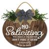 Sokomurg No Soliciting Sign,Rustic Wooden Funny No Soliciting Sign for Home,11Inch Round Wood Plaque with Wreath Hangers for Front Door-Don't Knock Or Ring Doorbell Don't Make It Weird Seriously Please Go Away Wooden Signs for Front door,Window,House view 1
