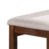 Benjara 48 Inch Classic Fabric Upholstered Dining Bench, Pine Wood, Ivory and Brown view 4