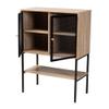 Baxton Studio Asher Natural Brown Wood and Black Metal 2-Door Sideboard view 4