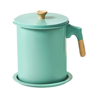Bacon Grease Container with Strainer, Oil Strainer Pot 1.4l Oil Storage Holder Can Storage Supplies for Kitchen Cooking, Frying (Fruit Green)
