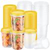 24 Pcs 32 oz Food Storage Freezer Container with Twist Top Lids Reusable Plastic Soup Food Containers with Screw on Lids Leakproof Round Containers for Juice Condiments Fruit Snacks Leftovers(Yellow) view 1