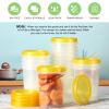 24 Pcs 32 oz Food Storage Freezer Container with Twist Top Lids Reusable Plastic Soup Food Containers with Screw on Lids Leakproof Round Containers for Juice Condiments Fruit Snacks Leftovers(Yellow) view 2