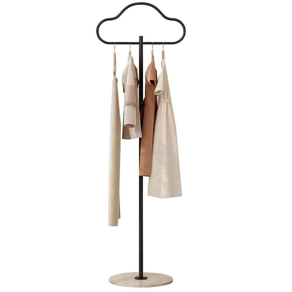 Garment Rack Freestanding Clothing Rack For Hanging Clothes Unique Cloud Shaped Clothes Rail With Stable Slate Base, Space Saving Metal Coat Rack For Bedroom Office And Hallway, 40x175CM(Color:Black)