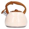 2.7 Quart Whistling Tea Kettle, Stainless Steel Tea Kettles White Teapot Stovetops Tea Pot with Wood Handle for Tea, Coffee, Milk view 1