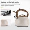 2.7 Quart Whistling Tea Kettle, Stainless Steel Tea Kettles White Teapot Stovetops Tea Pot with Wood Handle for Tea, Coffee, Milk view 4