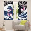 Axolotl Blackout Curtains Pink Cherry Blossom Curtains & Drapes for Boys Girls,Japanese Ukiyoe Curtains Big Pike Fish Coastal Creature Window Curtains 84"X84",Under Sea Ocean Waves Bedroom Decor view 2