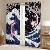 Axolotl Blackout Curtains Pink Cherry Blossom Curtains & Drapes for Boys Girls,Japanese Ukiyoe Curtains Big Pike Fish Coastal Creature Window Curtains 84"X84",Under Sea Ocean Waves Bedroom Decor view 3