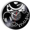 Black Vinyl Wall Clock 12Inch Long-Playing Headphone Turntable Vinyl Record Wall Clock Music Retro Pop Art Player Silent Home Decor view 1