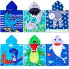 Foaincore 6 Pack Hooded Beach Towel for Kids Hooded Bath Towel 47 x 24 Inch Towel Poncho Kids Towel Set Microfiber Baby Towel for Girls Boys 1-7 Years Bathroom Beach Swim Supplies (Dinosaur, Shark) view 1