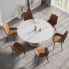 59.05" Modern White Dining Table for 8, Dining Room Table with White Sintered Stone Tabletop and White Carbon Steel Base Round Kitchen Table for Living Room Dining Room (Not Including Chairs) view 2