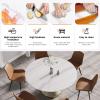 59.05" Modern White Dining Table for 8, Dining Room Table with White Sintered Stone Tabletop and White Carbon Steel Base Round Kitchen Table for Living Room Dining Room (Not Including Chairs) view 4