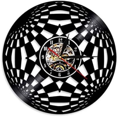 Music Vinyl Wall Clock 12Inch Kaleidoscope Circle Vinyl Record Wall Clock Modern Design Fractal Home Decor Hanging Watch