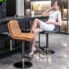 AULIFE Black Titanium Stainless Steel Bar Stools,Grade, Faux Leather Bar Chair with Backrest,Swivel Adjustable Height for Kitchen Counter and Dining Room (Black-1pc, Mid Back) view 2