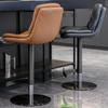 AULIFE Black Titanium Stainless Steel Bar Stools,Grade, Faux Leather Bar Chair with Backrest,Swivel Adjustable Height for Kitchen Counter and Dining Room (Black-1pc, Mid Back) view 4