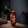 Red Vase Oriental Ceramic Flower Vases Decorated with Peony Design for Home Living Room Ornaments and Wedding Tall 9'' view 3