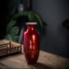 Red Vase Oriental Ceramic Flower Vases Decorated with Peony Design for Home Living Room Ornaments and Wedding Tall 9'' view 4