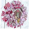 Gingerbread House Christmas Wreath, All Handmade Candy, Peppermint Candy Cane Gingerbread Christmas Decorations view 2