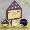 HBCY Creations Flag Display Case with Certificate Holder for 5' x 9.5' American Veteran Burial Flag, Solid Wood with Glass Front with Wall Mount or Standing Display, Cherry Finish view 2