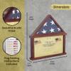 HBCY Creations Flag Display Case with Certificate Holder for 5' x 9.5' American Veteran Burial Flag, Solid Wood with Glass Front with Wall Mount or Standing Display, Cherry Finish view 3