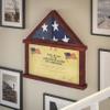 HBCY Creations Flag Display Case with Certificate Holder for 5' x 9.5' American Veteran Burial Flag, Solid Wood with Glass Front with Wall Mount or Standing Display, Cherry Finish view 4