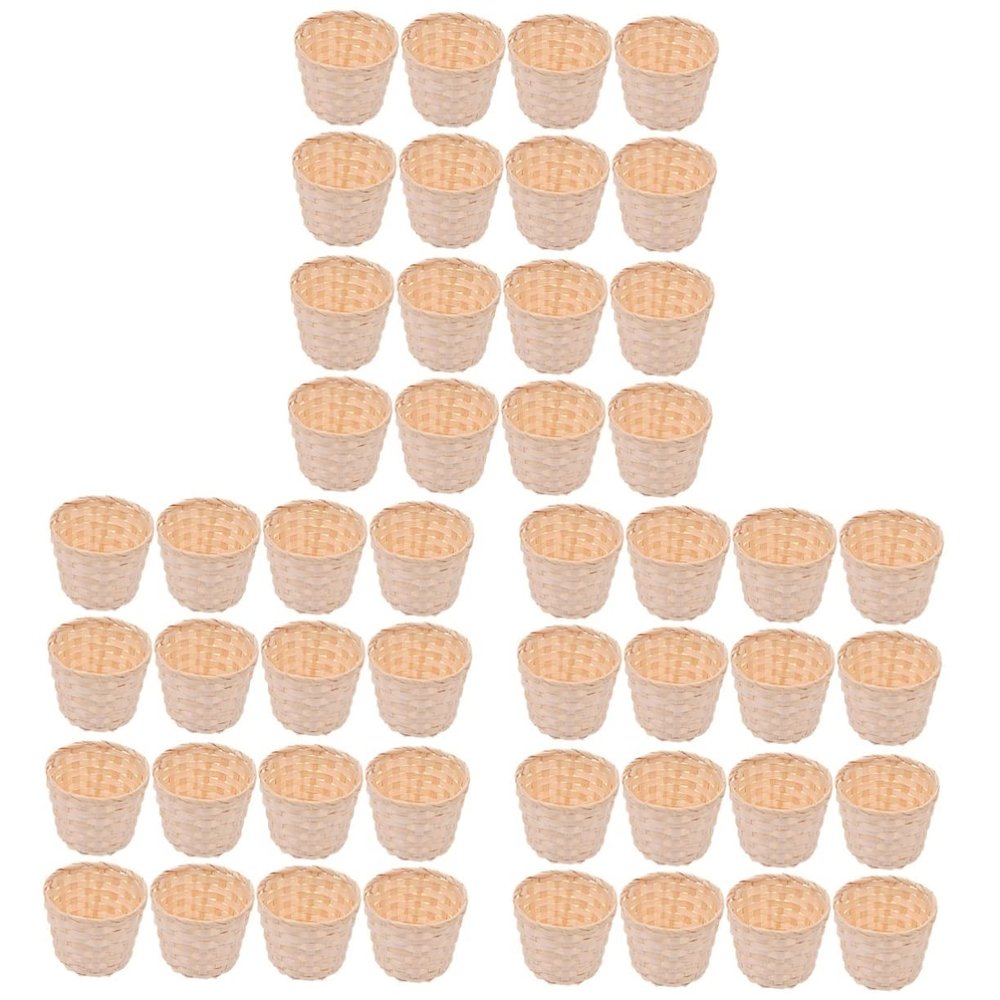 Kisangel 48pcs Bamboo Woven Flower Baskets Storage Bin Organizer for Home Snack Decor