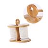 Cabilock Bamboo and Wood Chopstick Drain Rack Double-row Ceramic Holder for Kitchen Utensils Storage Drying Design for Home Use Ellipse Style Random Ceramic Pattern view 1
