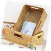 Zerodeko Hollow Handle Woven Storage Basket for Home Organization Capacity Imitation Rattan Sundries Container for Desktop Snack and Cosmetic Storage Dark view 2