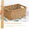 Zerodeko Hollow Handle Woven Storage Basket for Home Organization Capacity Imitation Rattan Sundries Container for Desktop Snack and Cosmetic Storage Dark view 3
