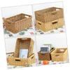 Zerodeko Hollow Handle Woven Storage Basket for Home Organization Capacity Imitation Rattan Sundries Container for Desktop Snack and Cosmetic Storage Dark view 4