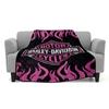 Elegant Comfort Ultra Soft Full/Queen Throw Blanket, Reversible Flannel, Cozy and Plush- All Season Lightweight Decorative Blanket, Harley Davidson - Pink view 1