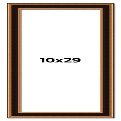 10x29 Frame Gold Brown Plein Air Vintage Solid Wood Picture Frame | 1.75 Inches Moulding Width | Interior Depth 0.5 Inches | Complete with UV Acrylic Plexiglass, Foam Board Backing & Hanging Hardware