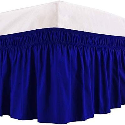Royal Blue Wrap Around Bed Skirt with 18" Drop - Three Sides Fabric Adjustable Elastic Dust Ruffle Silky Soft -600 TC with 18" Drop-King XL(78"X 84") Royal Blue Bed Skirt