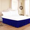 Royal Blue Wrap Around Bed Skirt with 18" Drop - Three Sides Fabric Adjustable Elastic Dust Ruffle Silky Soft -600 TC with 18" Drop-King XL(78"X 84") Royal Blue Bed Skirt view 2