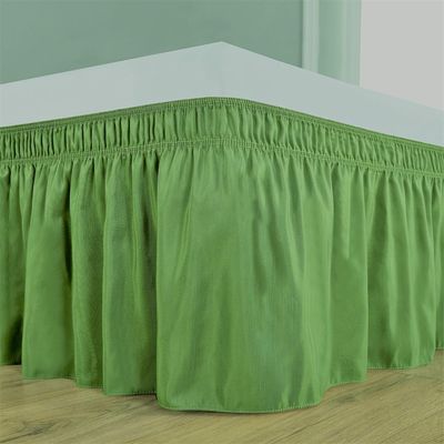 Sage Wrap Around Bed Skirt with 18" Drop - Three Sides Fabric Adjustable Elastic Dust Ruffle Silky Soft -600 TC with 18" Drop-Twin(39"X 75") Sage Bed Skirt