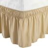 Taupe Wrap Around Bed Skirt with 18" Drop - Three Sides Fabric Adjustable Elastic Dust Ruffle Silky Soft -600 TC with 18" Drop-Twin(39"X 75") Taupe Bed Skirt view 1