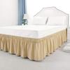 Taupe Wrap Around Bed Skirt with 18" Drop - Three Sides Fabric Adjustable Elastic Dust Ruffle Silky Soft -600 TC with 18" Drop-Twin(39"X 75") Taupe Bed Skirt view 2