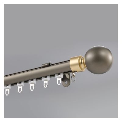 NOIRDA Decorative Window Curtain Rod Wall Mount, Luxury Double Curtain Track, Blackout Drapery Rods, for Bedroom, Bay Window, Kitchen,Sliding Door(Color:Champagne-A,Size:300cm/9.8ft)