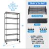 6 Tier Metal Shelving, 18" D x 48" W x 82" H Storage Rack, Wire Shelf, Height Adjustable, Wire Rack Shelving, Maximum Load Bearing 2100lbs, Metal Storage Shelves for Kitchen Garage Warehouse, Black view 2