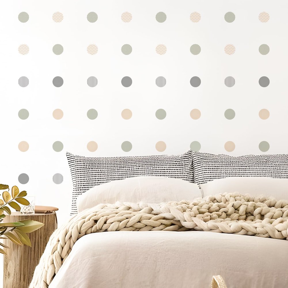 QUCHENG Boho Polka Dots Wall Decal Stickers Kids Toddler Bedroom Removable Circle Stickers Decor Nursery Livingroom Vinyl Waterproof Wall Decoration 6 Sheets