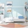 CKLMMC Stylish Kids Metal House Bed with Slatted Base,Twin Size Tent Play Bed with Roof,for Kids Teen Boys Girls Bedroom,No Box Spring Needed (White#k) view 3