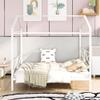 CKLMMC Simple Queen Size Metal House Shape Platform Bed with Roofing,Slatted Support,for Kids Teen Boys Girls Bedroom,No Box Spring Needed (White#h) view 3