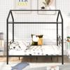 CKLMMC Simple Queen Size Metal House Shape Platform Bed with Roofing,Slatted Support,for Kids Teen Boys Girls Bedroom,No Box Spring Needed (Black#h) view 3