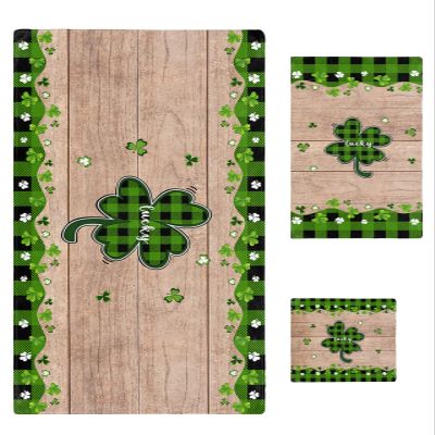 Green Buffalo Plaid Check Bathroom Towel Set,Microfiber Bath Kitchen Beach Hand Dish Towels Set,St. Patrick's Shamrock Spring Farmhouse Quick Dry Luxury Soft Decorative Towels+Set Clearance Bulk