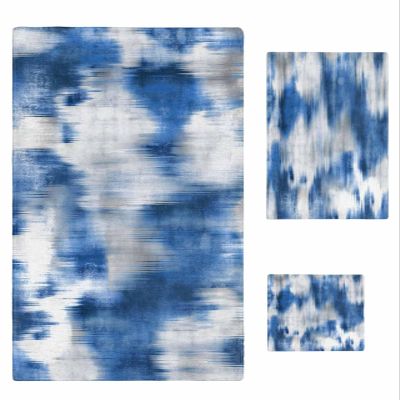 Abstract Blue Bathroom Towel Set,Microfiber Bath Kitchen Beach Hand Dish Towels Set,Modern Geometric Gradual Stripes Grey Quick Dry Luxury Soft Decorative Towels+Set Clearance Bulk Accessories Decor