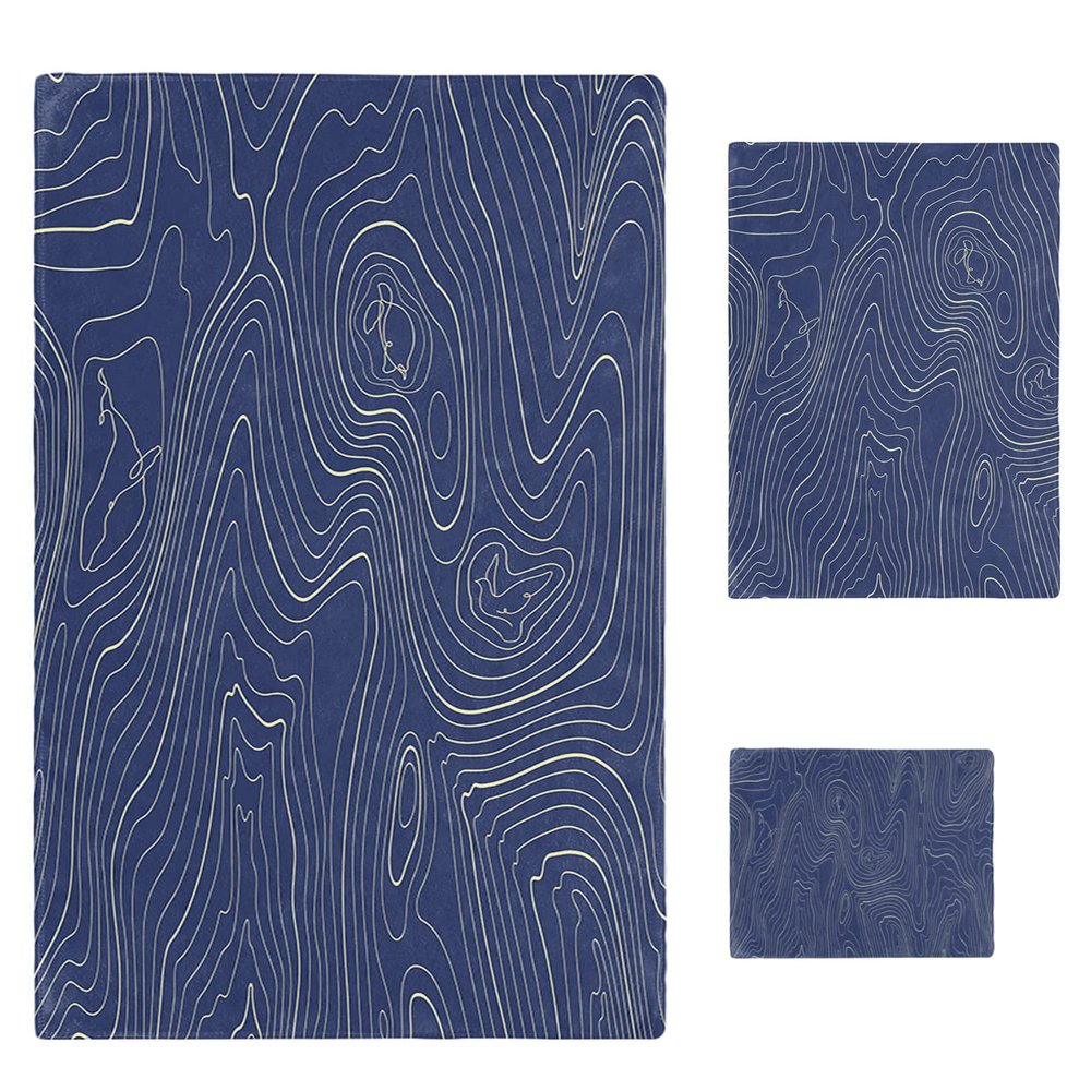 Abstract Navy Bathroom Towel Set,Microfiber Bath Kitchen Beach Hand Dish Towels Set,Blue Modern Geometric Mountain Line Art Quick Dry Luxury Soft Decorative Towels+Set Clearance Bulk Accessories Decor