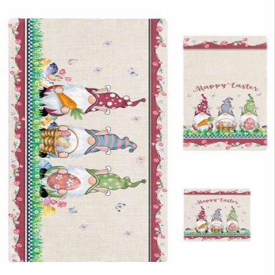 Floral Bathroom Towel Set,Microfiber Bath Kitchen Beach Hand Dish Towels Set,Tulip Flower Easter Basket Eggs Gnomes Carrot Rustic Spring Holiday Quick Dry Luxury Soft Decorative Towels+Set Clearance