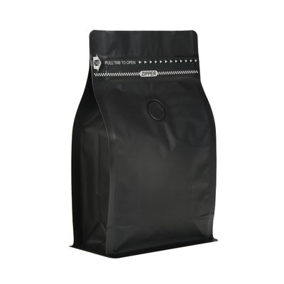 EverPack Matte Black Aluminum Foil Coffee Bags - Resealable, Degassing Valve, Flat Bottom Side Gusset Stand-Up Zipper Pouches with Pull-to-Open Tape, 50-Pack (Fits 8oz / 0.5lb / 227g Beans or Ground)