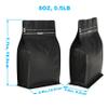 EverPack Matte Black Aluminum Foil Coffee Bags - Resealable, Degassing Valve, Flat Bottom Side Gusset Stand-Up Zipper Pouches with Pull-to-Open Tape, 50-Pack (Fits 8oz / 0.5lb / 227g Beans or Ground) view 2